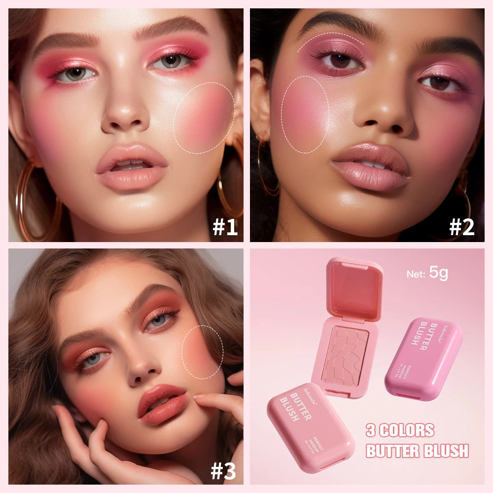 Professional Makeup Powder Blush 12HR Wear Vegan Formula Makeup Blush in Bar Cosmetics Palette Powder Pink Cream Face